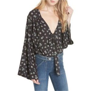 Black Free People Leotard with daisy pattern